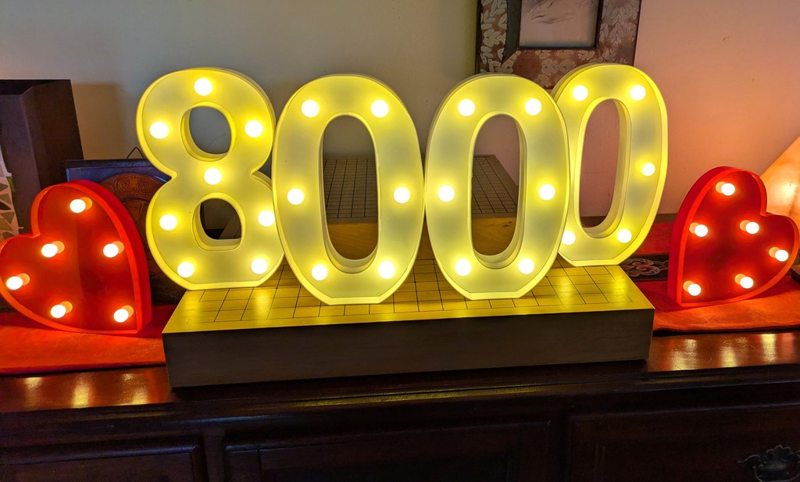 An illuminated 8,000-day celebration