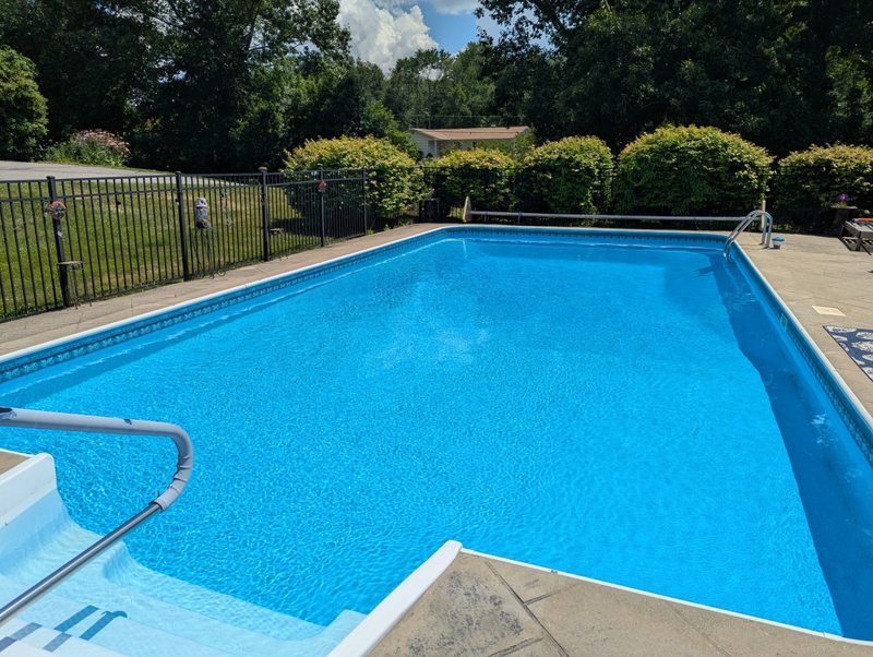 The pool on a sunny summer day